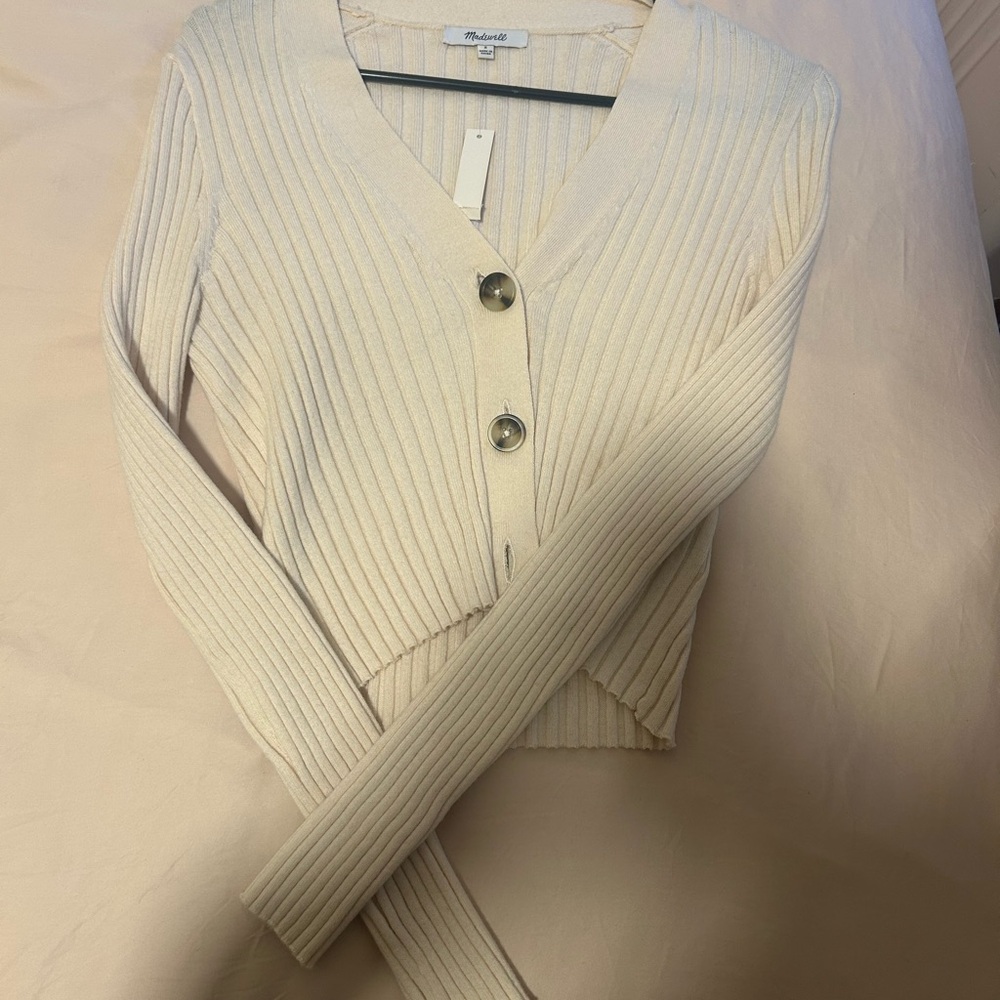 Madewell Cream Ribbed Cardigan